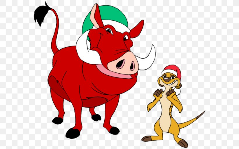 Timon And Pumbaa Timon And Pumbaa Simba Christmas Day, PNG, 600x510px, Timon, Animated Cartoon, Art, Bovine, Bull Download Free