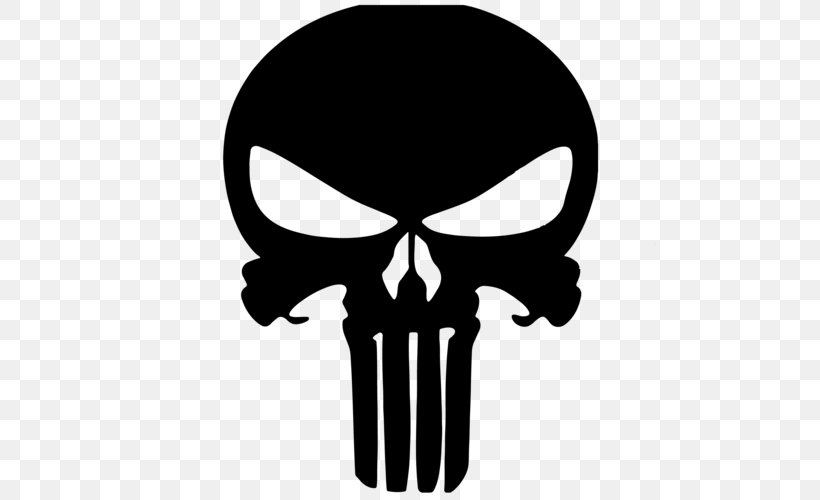 Punisher Stencil Iron Fist Black Widow, PNG, 500x500px, Punisher, Black And White, Black Widow, Bone, Decal Download Free
