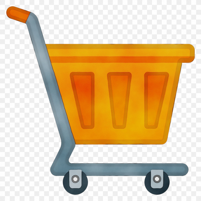 Shopping Cart, PNG, 1024x1024px, Watercolor, Cart, Orange, Paint, Plastic Download Free