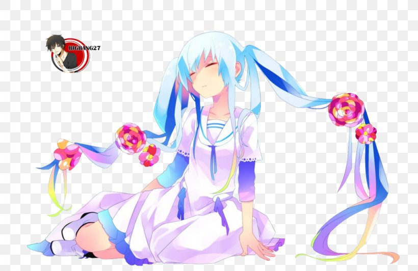 Art Hatsune Miku Vocaloid Rendering, PNG, 1024x665px, Watercolor, Cartoon, Flower, Frame, Heart Download Free