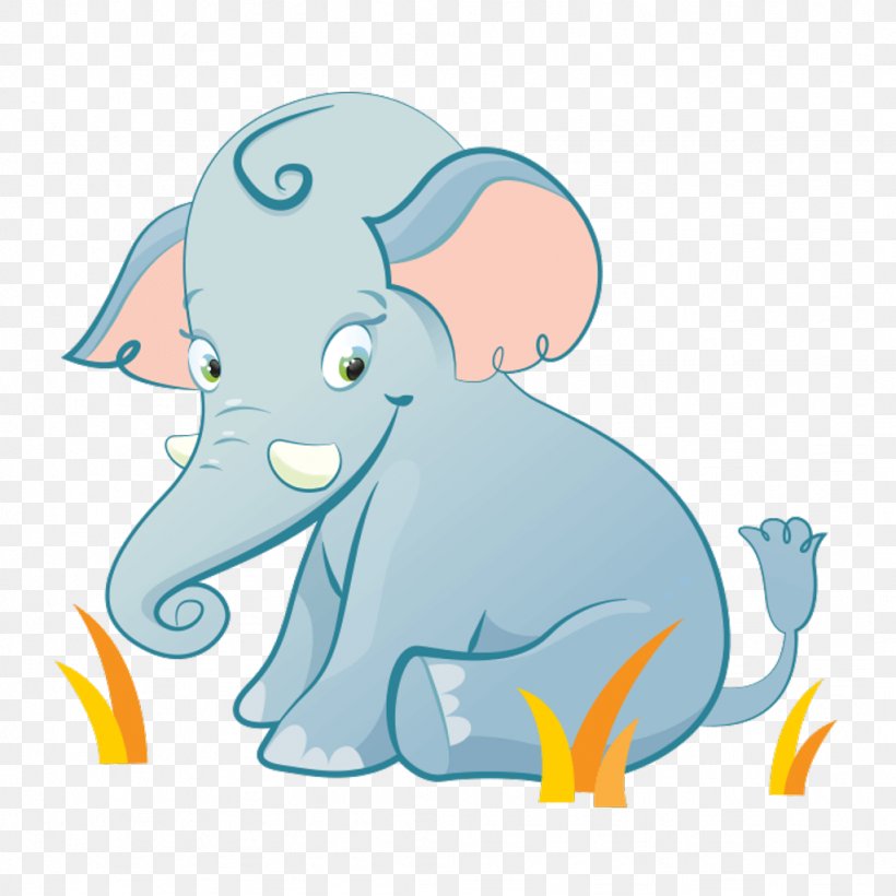 Indian Elephant African Elephant Clip Art Image, PNG, 1024x1024px, Indian Elephant, Adhesive, African Elephant, Animal Figure, Cartoon Download Free