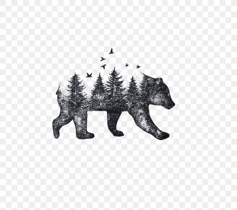 Bear Tattoo Drawing Nature Idea, PNG, 900x798px, Watercolor, Cartoon, Flower, Frame, Heart Download Free