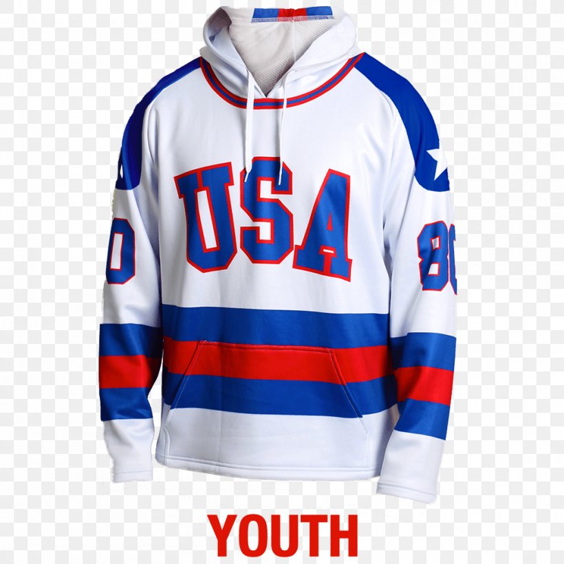 Miracle On Ice United States National Men's Hockey Team Hoodie T-shirt Hockey Jersey, PNG, 1000x1000px, Miracle On Ice, Blue, Brand, Clothing, Electric Blue Download Free