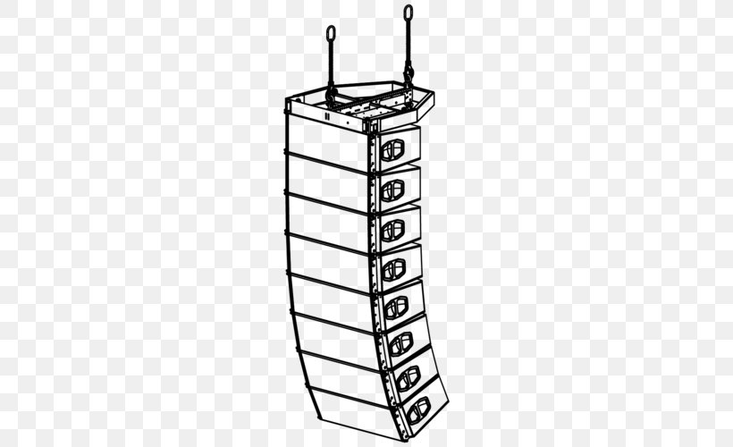 Line Array Drawing Loudspeaker Stage Technica D&b Audiotechnik, PNG, 500x500px, Line Array, Area, Black And White, Db Audiotechnik, Drawing Download Free