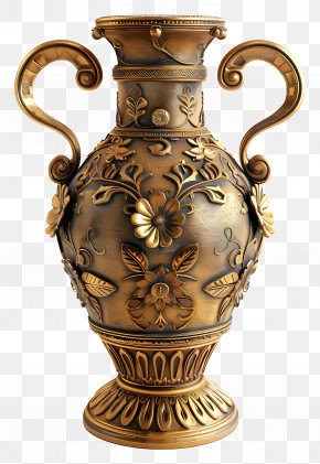 Antique Vase - Ornate Bronze Vase With Floral Carvings PNG