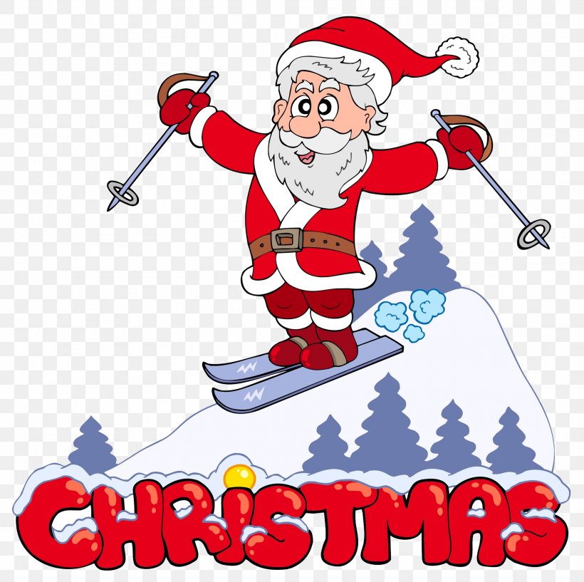 Santa Claus Skiing Clip Art, PNG, 1872x1867px, Santa Claus, Area, Art, Cartoon, Christmas Download Free
