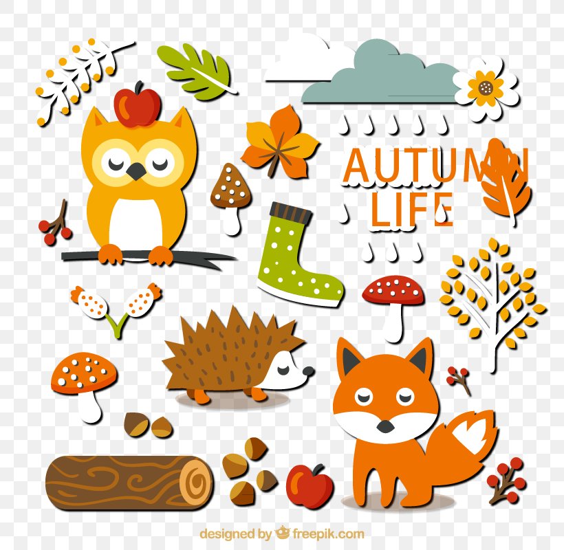 20 Paragraph Autumn Forest Elements Stickers Vector Material, PNG, 800x800px, Autumn, Artwork, Clip Art, Cuteness, Drawing Download Free