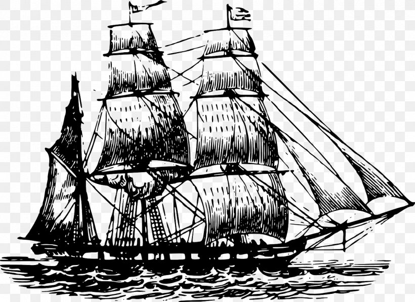 Barque Sailing Ship Clip Art, PNG, 1280x931px, Barque, Baltimore Clipper, Barquentine, Black And White, Boat Download Free