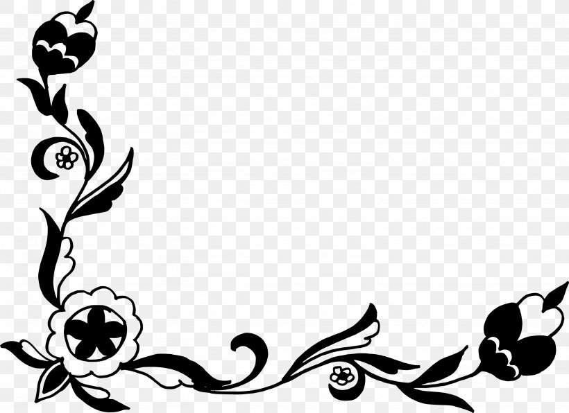 Flower Clip Art, PNG, 3076x2236px, Flower, Art, Artwork, Black, Black And White Download Free
