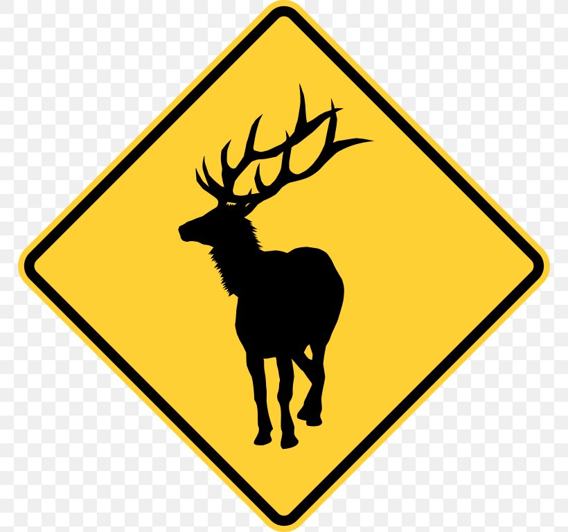 Deer Traffic Sign Warning Sign Moose Signage, PNG, 768x768px, Deer, Antler, Elk, Horn, Hunting Download Free