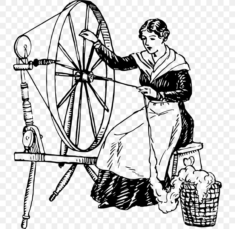 Spinning Wheel Yarn Clip Art, PNG, 730x800px, Spinning, Arm, Art, Black And White, Bobbin Download Free