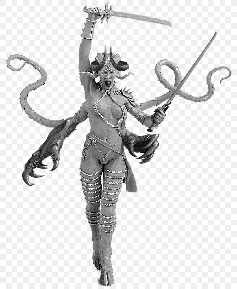 Demon Miniature Figure YouTube Legendary Creature Game, PNG, 792x1000px, Demon, Action Figure, Black And White, Cold Weapon, Costume Download Free