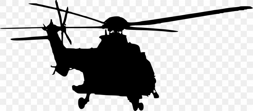 Military Helicopter Silhouette Aircraft Clip Art, PNG, 2000x880px, Helicopter, Air Force, Aircraft, Black And White, Helicopter Rotor Download Free