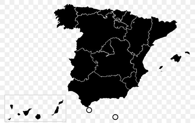 Spain Vector Map, PNG, 800x518px, Spain, Black, Black And White, Blank Map, Map Download Free