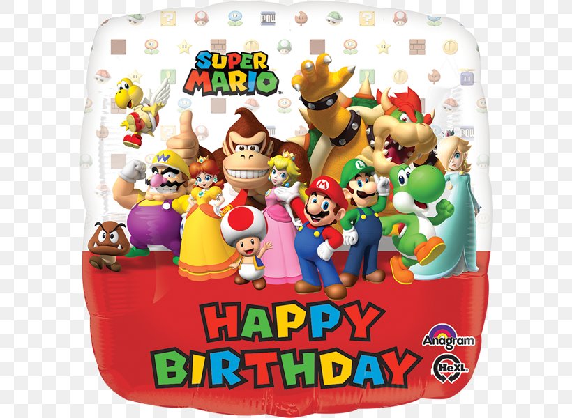 New Super Mario Bros. Wii New Super Mario Bros. Wii Super Mario Party Luigi, PNG, 600x600px, Mario Bros, Balloon, Birthday, Cuisine, Food Download Free