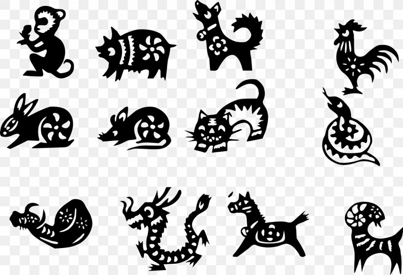 Chinese New Year Chinese Zodiac Chinese Characters Symbol Chinese Calendar, PNG, 1565x1069px, Chinese New Year, Art, Black, Black And White, Calendar Download Free