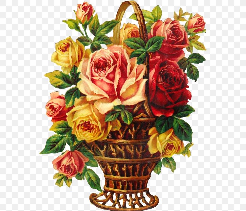 Garden Roses Flower Bouquet Clip Art, PNG, 559x704px, Garden Roses, Artificial Flower, Basket, Cut Flowers, Decoupage Download Free