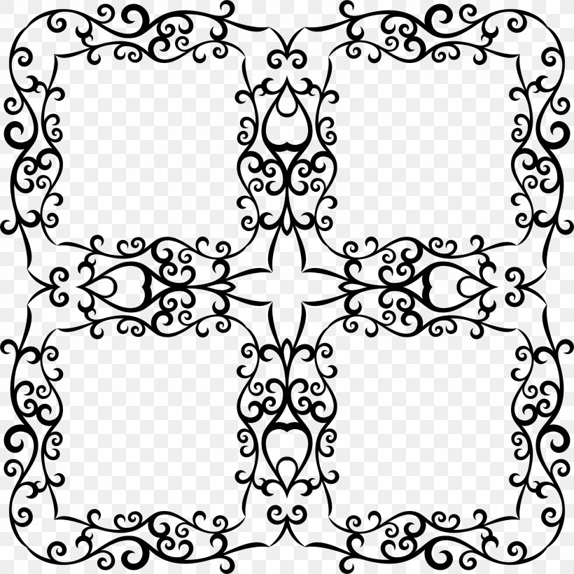 Picture Frames Pattern, PNG, 2352x2352px, Picture Frames, Area, Black, Black And White, Flora Download Free