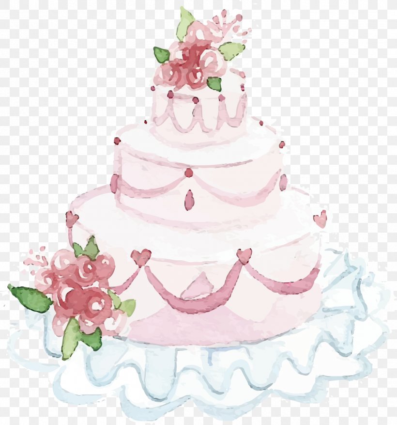 Wedding Cake Watercolor Painting, PNG, 2401x2568px, Wedding Cake, Birthday Cake, Buttercream, Cake, Cake Decorating Download Free