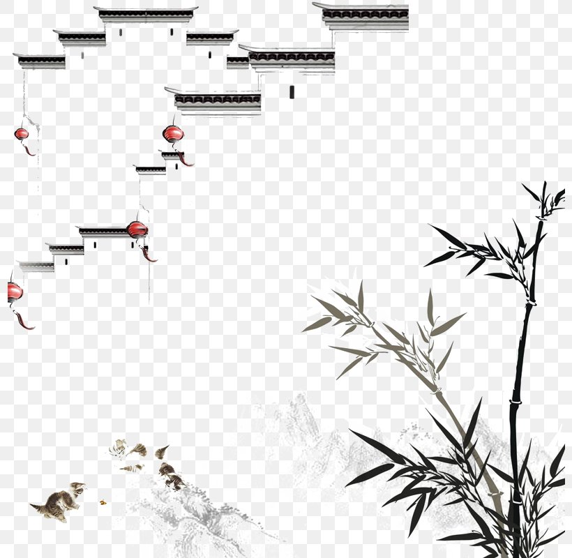 Bamboo Painting Drawing Ink Wash Painting, PNG, 800x800px, Bamboo, Area, Bamboe, Bamboo Painting, Black And White Download Free