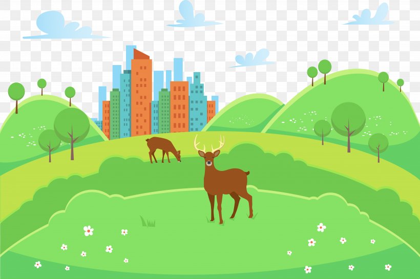 Urban Greenfield Vector, PNG, 5833x3883px, Landscape, Art, Cartoon, Cattle Like Mammal, Drawing Download Free