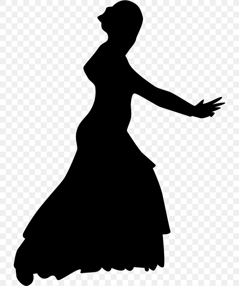 Silhouette Dance, PNG, 726x981px, Silhouette, Black And White, Dance, Dress, Female Download Free