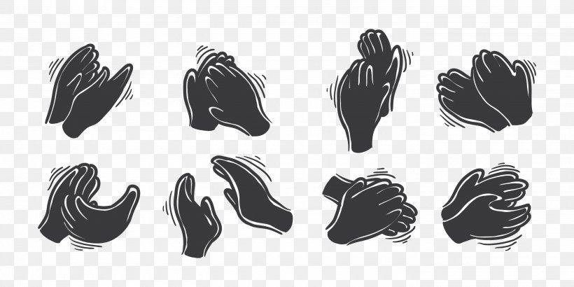 Clapping Hand, PNG, 2800x1400px, Clapping, Applause, Automotive Design, Black, Black And White Download Free