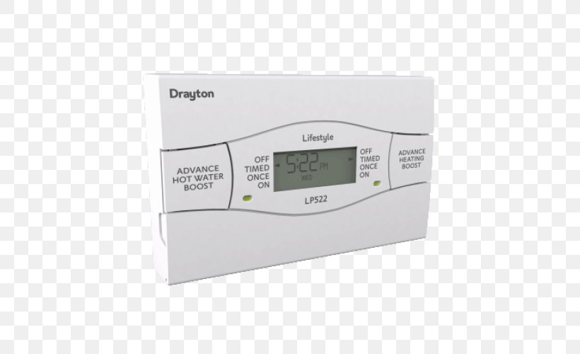 Thermostat Schneider Electric Drayton Lifestyle LP722 Programmer Electronics Schneider Electric Drayton Lifestyle LP241, PNG, 500x500px, Thermostat, Boiler, Central Heating, Day Of The Programmer, Electrical Switches Download Free