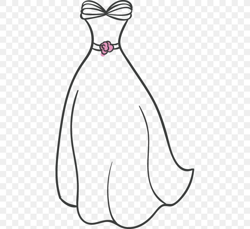 Dress Black And White Drawing Wedding, PNG, 455x750px, Watercolor, Cartoon, Flower, Frame, Heart Download Free