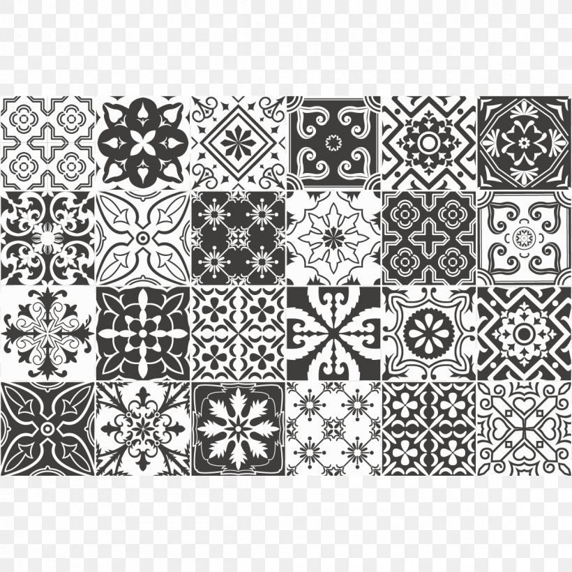 Azulejo Ceramic Tile Carrelage Pattern, PNG, 1200x1200px, Azulejo, Area, Black, Black And White, Carrelage Download Free
