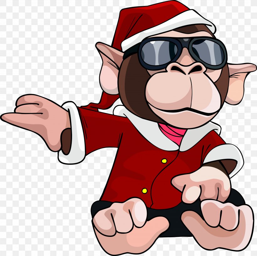 Santa Claus Ape Monkey Illustration, PNG, 4191x4180px, Santa Claus, Ape, Art, Cartoon, Christmas Download Free