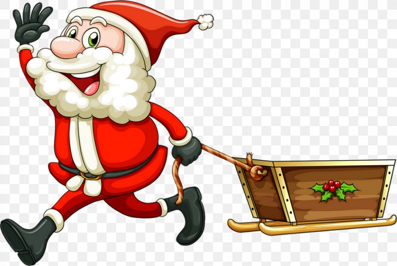 Santa Claus Sled Clip Art, PNG, 1000x670px, Santa Claus, Art, Cartoon, Christmas, Christmas Decoration Download Free