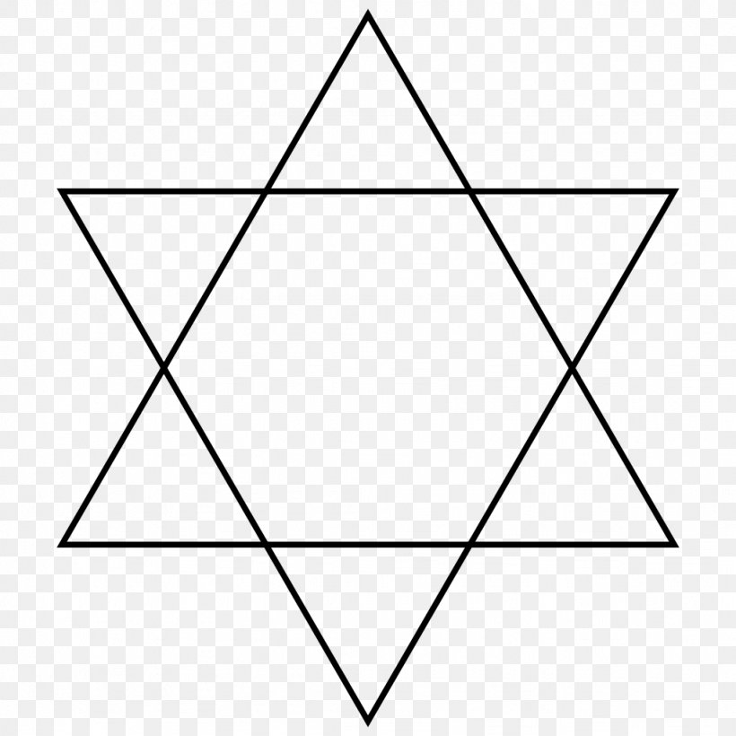 Star Of David Hexagram Sacred Geometry Symbol, PNG, 1024x1024px, Star Of David, Area, Black, Black And White, Diagram Download Free