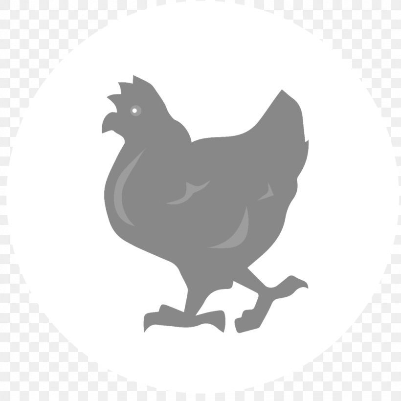 Rooster Chicken As Food Fauna Silhouette Black, PNG, 1024x1024px, Rooster, Beak, Bird, Black, Black And White Download Free