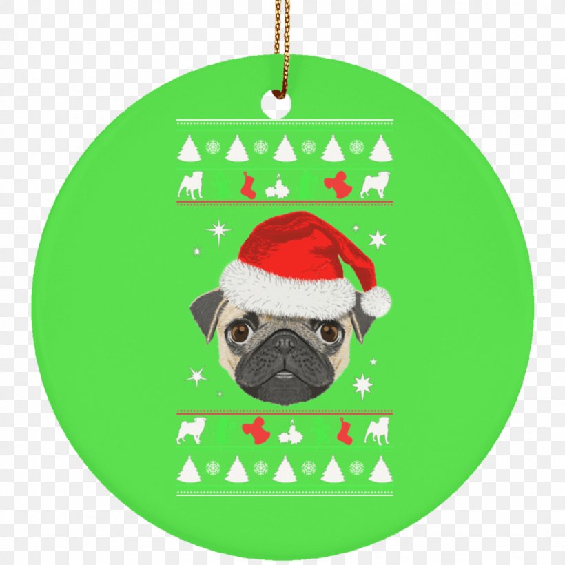 Pug Hoodie T-shirt Christmas Ornament Christmas Jumper, PNG, 1024x1024px, Pug, Bluza, Carnivoran, Christmas Day, Christmas Decoration Download Free