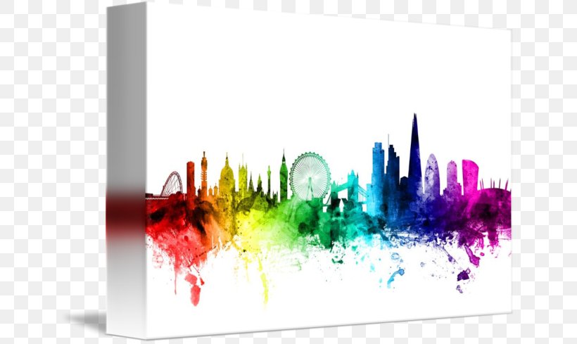 Watercolor Painting Canvas Print Skyline, PNG, 650x489px, Watercolor Painting, Art, Canvas, Canvas Print, City Skyline Download Free