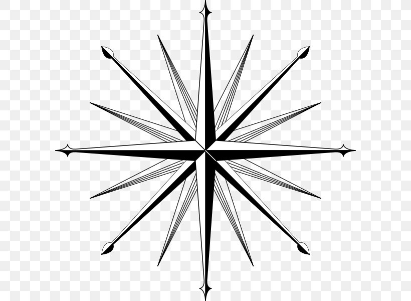 Nautical Star Compass Clip Art, PNG, 600x600px, Nautical Star, Area, Black And White, Compass, Compass Rose Download Free