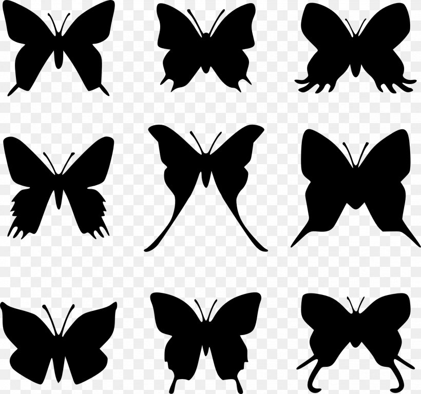Butterfly Silhouette Clip Art, PNG, 1745x1636px, Butterfly, Art, Black And White, Brush Footed Butterfly, Insect Download Free