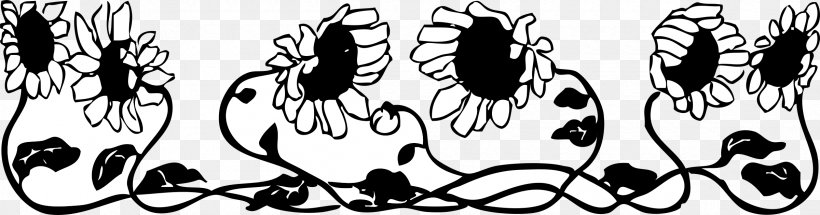 Common Sunflower Clip Art, PNG, 2400x630px, Common Sunflower, Art, Black, Black And White, Branch Download Free