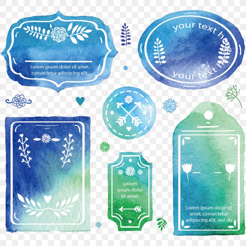 Blue Green Watercolor Wedding Label, PNG, 1667x1667px, Watercolor Painting, Aqua, Blue, Brand, Color Download Free
