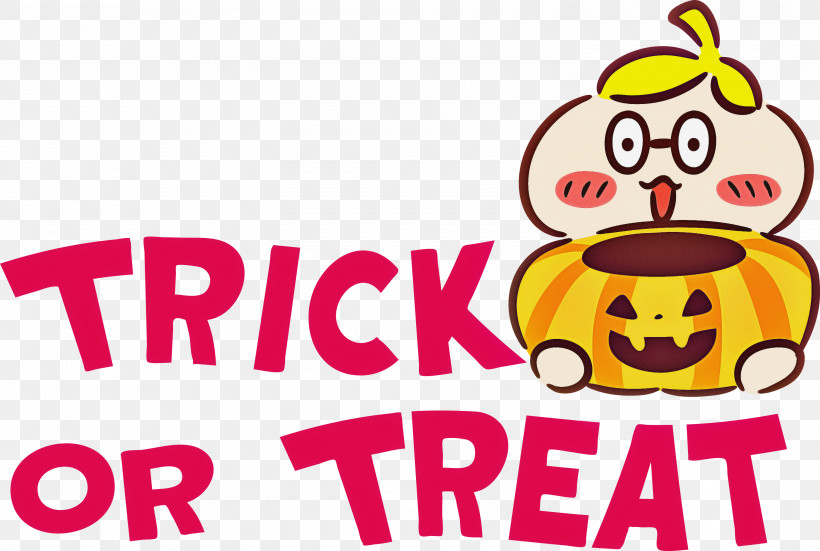 TRICK OR TREAT Halloween, PNG, 3000x2019px, Trick Or Treat, Cartoon, Emoticon, Geometry, Halloween Download Free