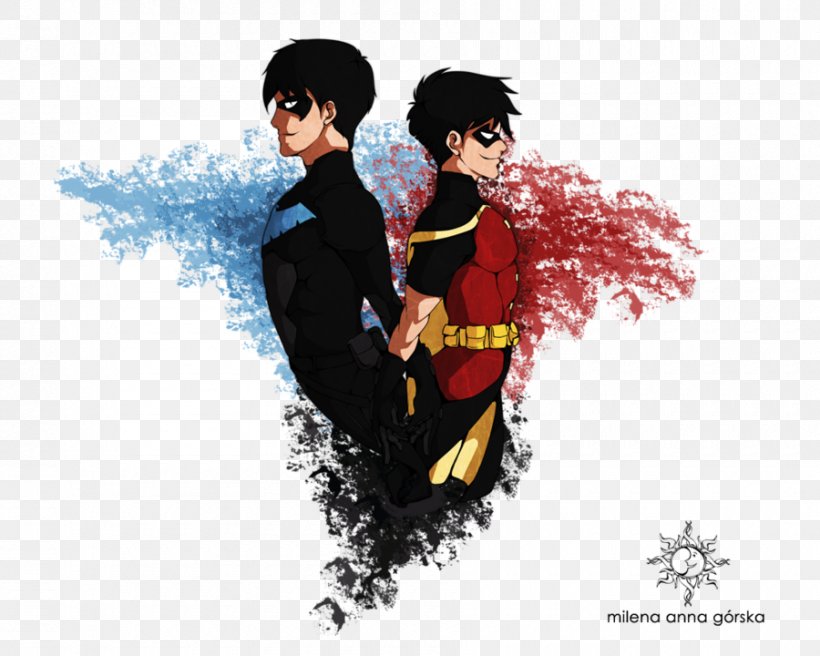 Dick Grayson Robin Nightwing Damian Wayne Jason Todd, PNG, 900x720px, Watercolor, Cartoon, Flower, Frame, Heart Download Free