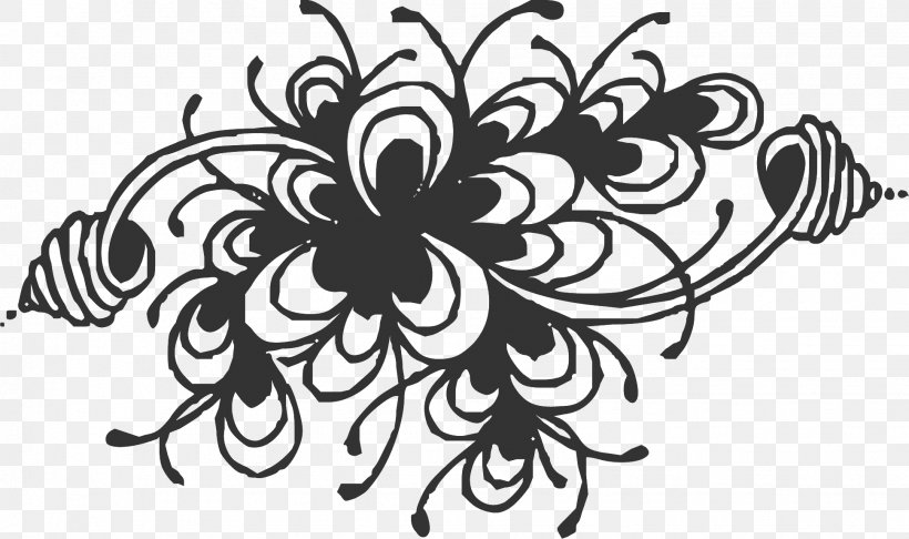 Flower Line Clip Art., PNG, 1939x1150px, Stock Photography, Black, Black And White, Drawing, Flora Download Free