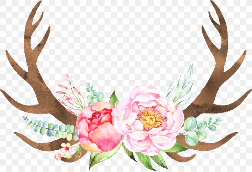 Watercolor Painting Wedding Invitation Clip Art, PNG, 3011x2063px, Watercolor Painting, Antler, Art, Creative Market, Cut Flowers Download Free