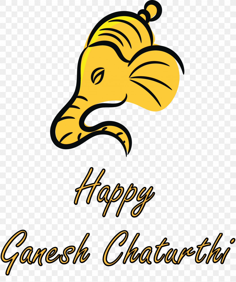 Logo Cartoon Yellow Beak Line, PNG, 2507x3000px, Ganesh Chaturthi, Beak, Cartoon, Ganesh, Geometry Download Free