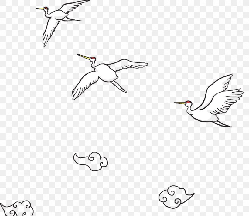 Crane Paper Light Clip Art, PNG, 946x822px, Crane, Area, Beak, Bird, Black And White Download Free