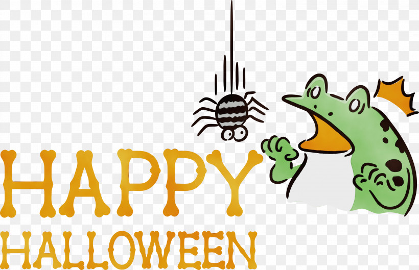 Cartoon Logo Green Line Tree, PNG, 2999x1938px, Happy Halloween, Biology, Cartoon, Green, Line Download Free