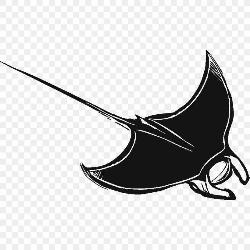Clip Art Giant Oceanic Manta Ray Sticker Batoids Fish, PNG, 1000x1000px, Giant Oceanic Manta Ray, Art, Batoids, Black And White, Cartoon Download Free