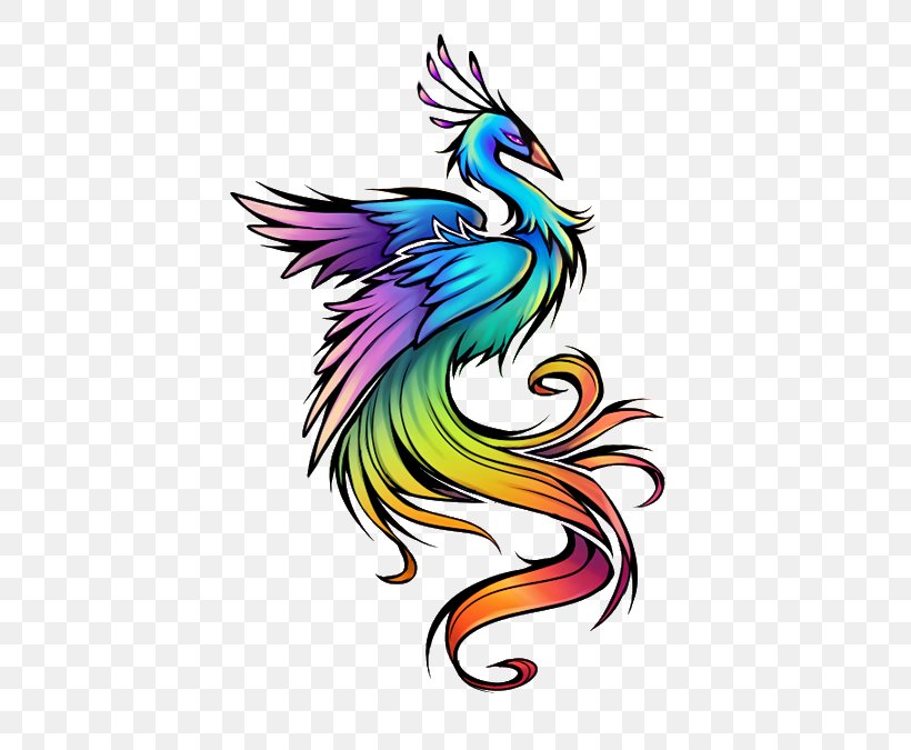Bird Phoenix Mythology Tattoo Clip Art, PNG, 450x675px, Bird, Art, Artwork, Beak, Chicken Download Free