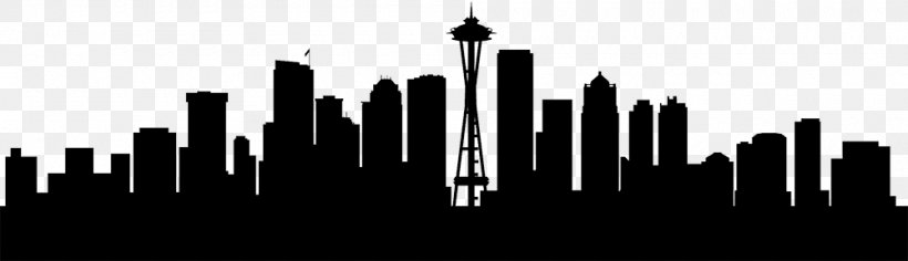 Seattle Wall Decal Sticker Skyline, PNG, 1000x289px, Seattle, Black And White, Canvas Print, City, Cityscape Download Free
